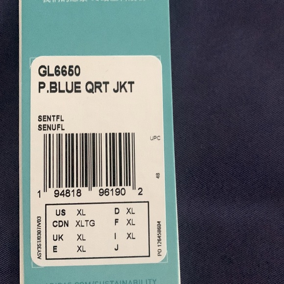 NWT Adidas Jacket COMFORT quarter zip US XL - Picture 8 of 8